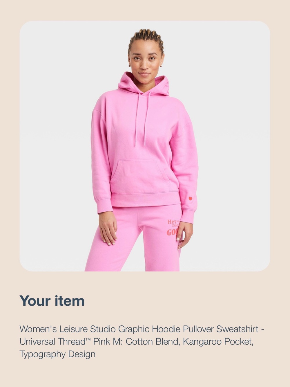 Universal Thread Pink Graphic Hoodie and Sweatpants Set